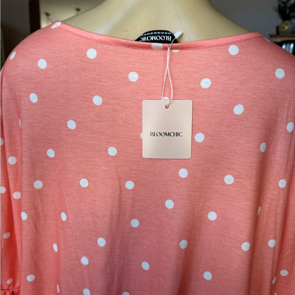 BloomChic Coral Pink Polka Dot Tunic - Picture 10 of 10